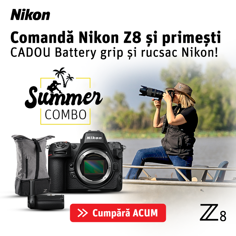 Promotie Comanda Nikon Z8 si primesti CADOU battery grip + rucsac Nikon!